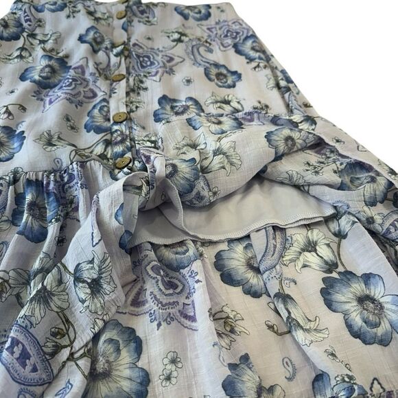 Mlle Gabrielle Lilac Floral Midi Skirt, Large - Picture 6 of 9